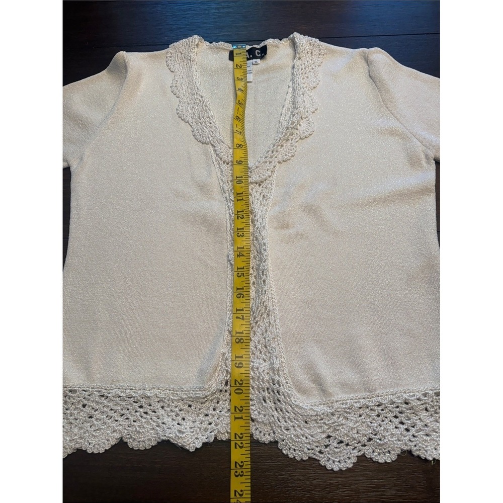 Cream Crochet-Trim Open Front Cardigan - Picture 6 of 7